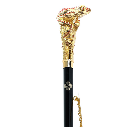 24K Gold-Plated Shoehorn with Artistic Frog Handle and Siam Crystals