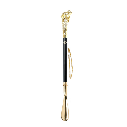 Artistic Frog Handle and Sapphire Crystals 24K Gold-Plated Shoehorn