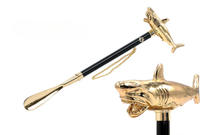 Ocean-Inspired Shark Handle 24K Gold-Plated Shoehorn