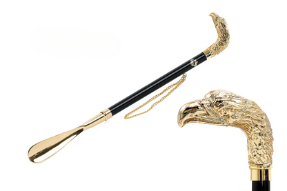 Designer 24K Gold-Plated Shoehorn with Majestic Bird of Prey Handle