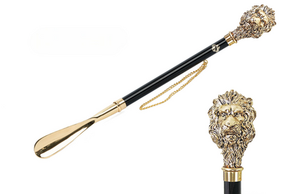 Exclusive Design 24K Gold-Plated Shoehorn with Lion Handle