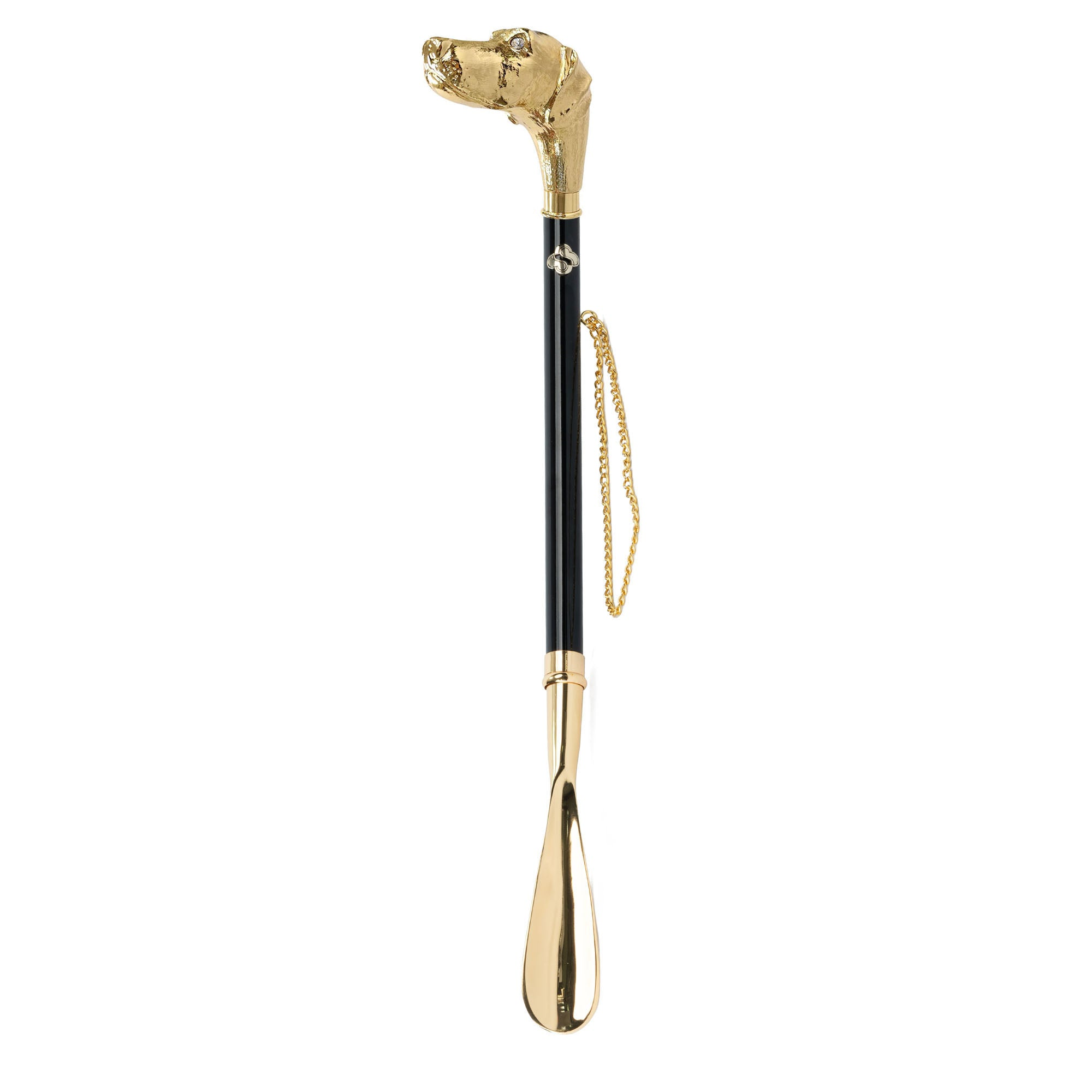 Chic Designer 24K Gold-Plated Shoehorn with Dog-Headed Handle