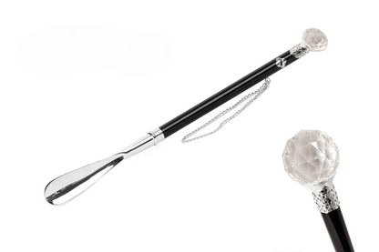 Italian Silver 925 Shoehorn with Majesty Crystal-Encrusted Knob