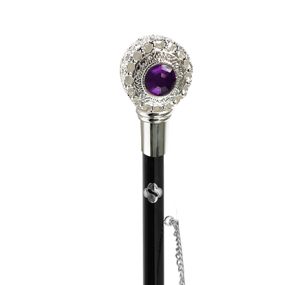 Italian Luxury Silver 925 Shoehorn with Amethyst Crystal Handle