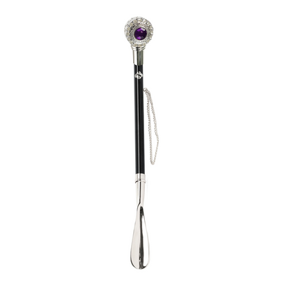 Italian Luxury Silver 925 Shoehorn with Amethyst Crystal Handle