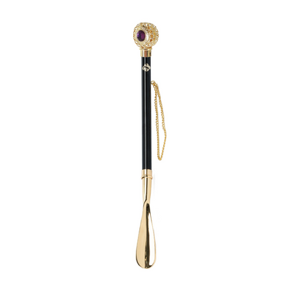 Handcrafted Luxury 24K Gold-Plated with Amethyst Crystals Shoehorn