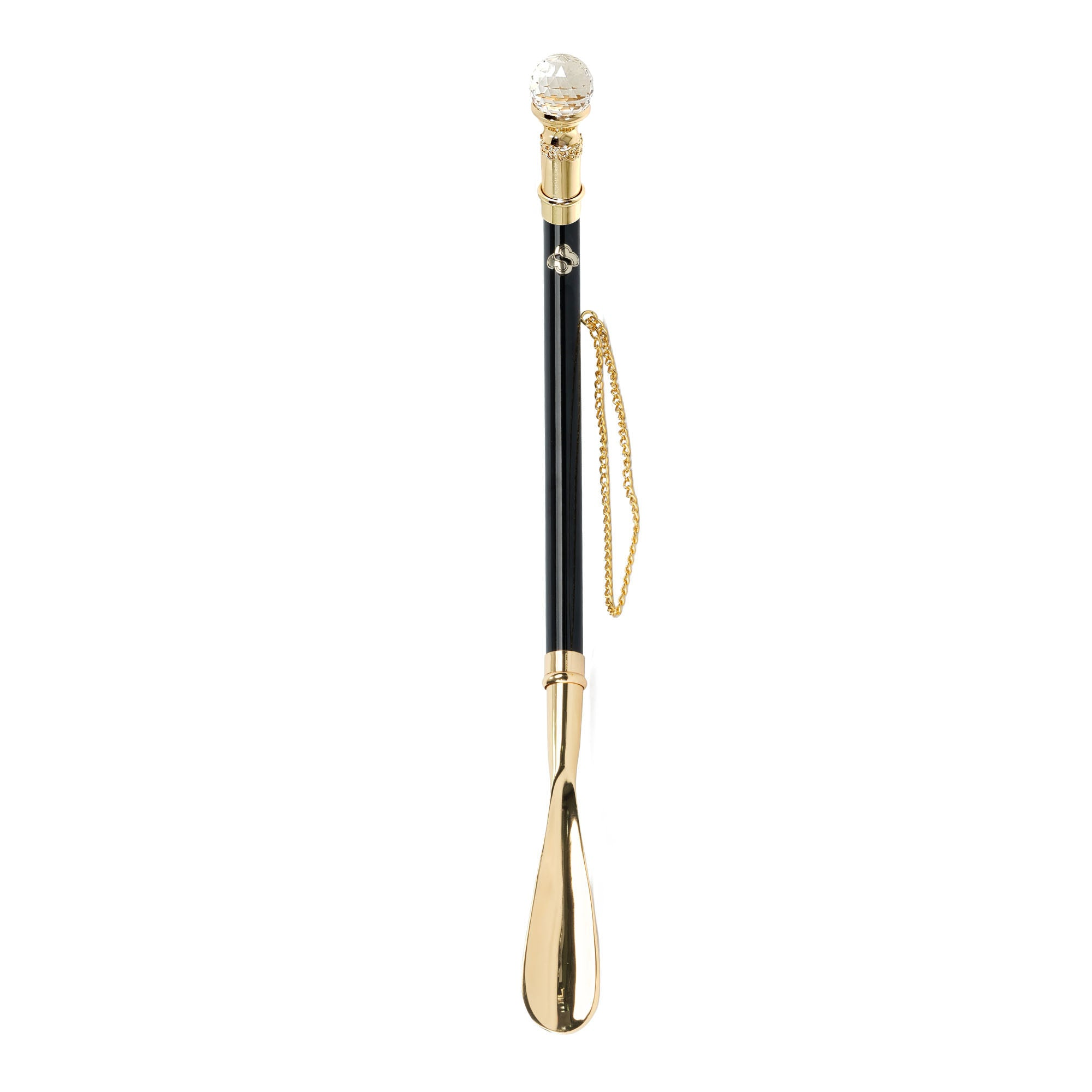 Italian Elegant Artisan Shoehorn with 24K Gold and Crystal Handle