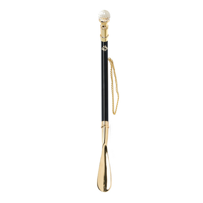 Italian Elegant Artisan Shoehorn with 24K Gold and Crystal Handle