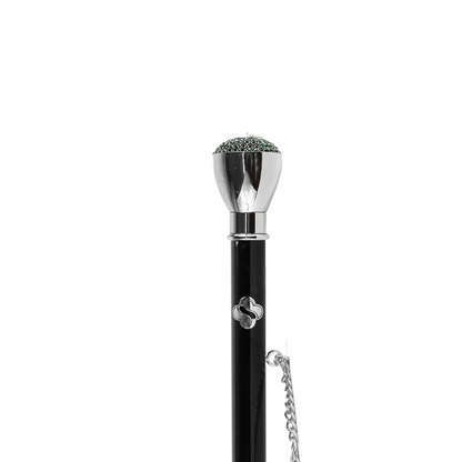 Chic Silver 925 Shoehorn with Elegant Emerald-Encrusted Knob