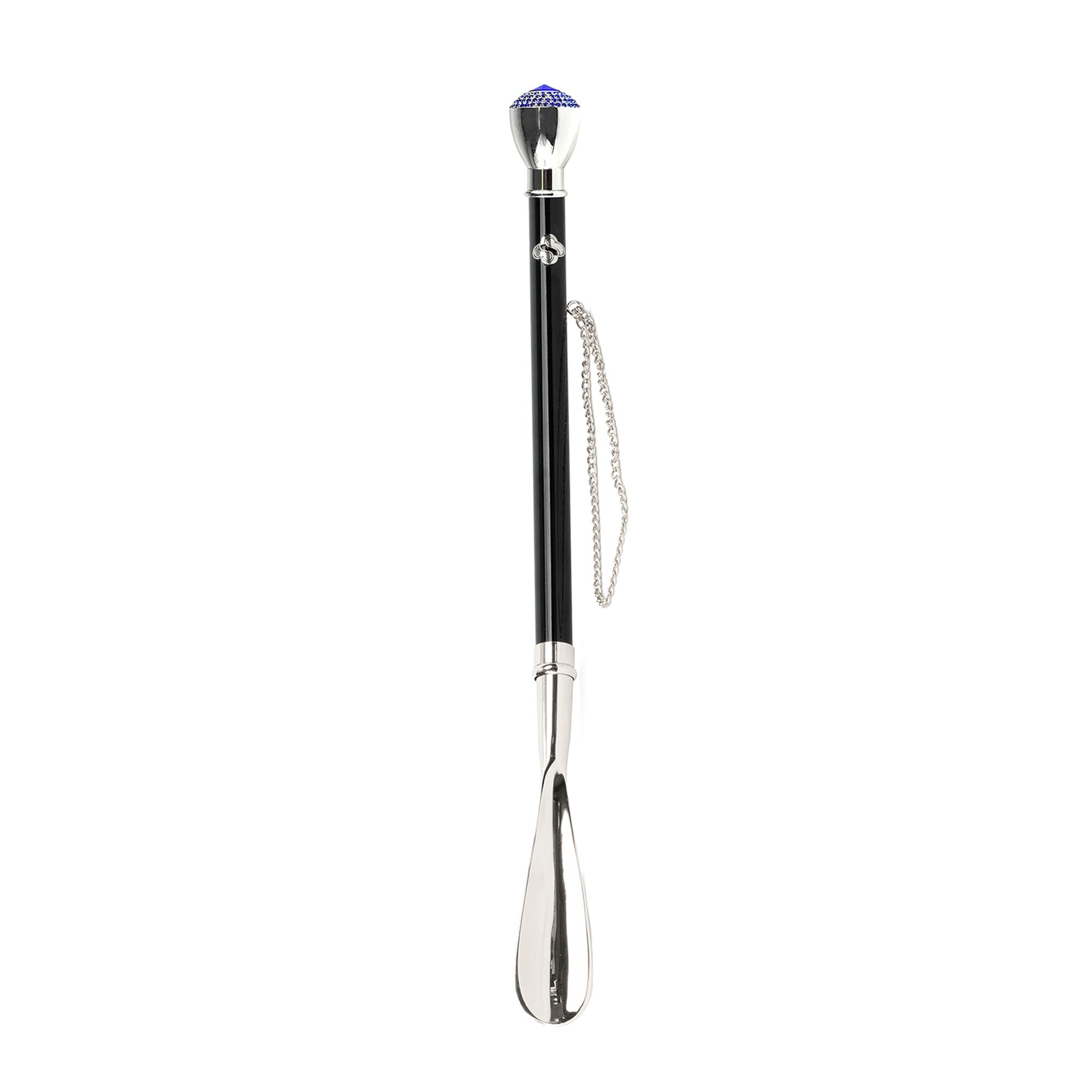 Elegant Italian Shoehorn with Sapphire-Encrusted Silver 925 Handle