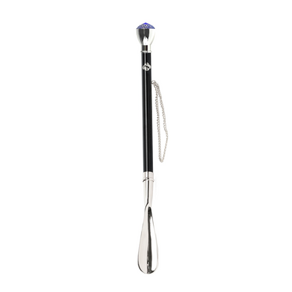 Elegant Italian Shoehorn with Sapphire-Encrusted Silver 925 Handle