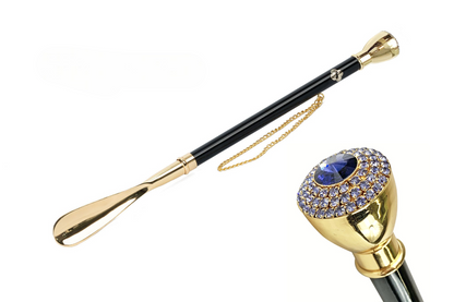Luxury 24K Gold-Plated Shoehorn with Tanzanite-Adorned Handle