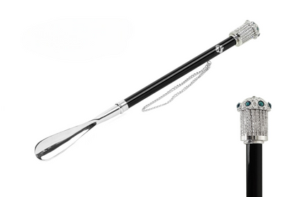 Elegant Stylish Shoehorn with Dark Blue Crystals Handle