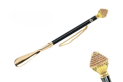 Chic Exquisite 24K Gold-Plated Shoehorn with Red and White Crystals