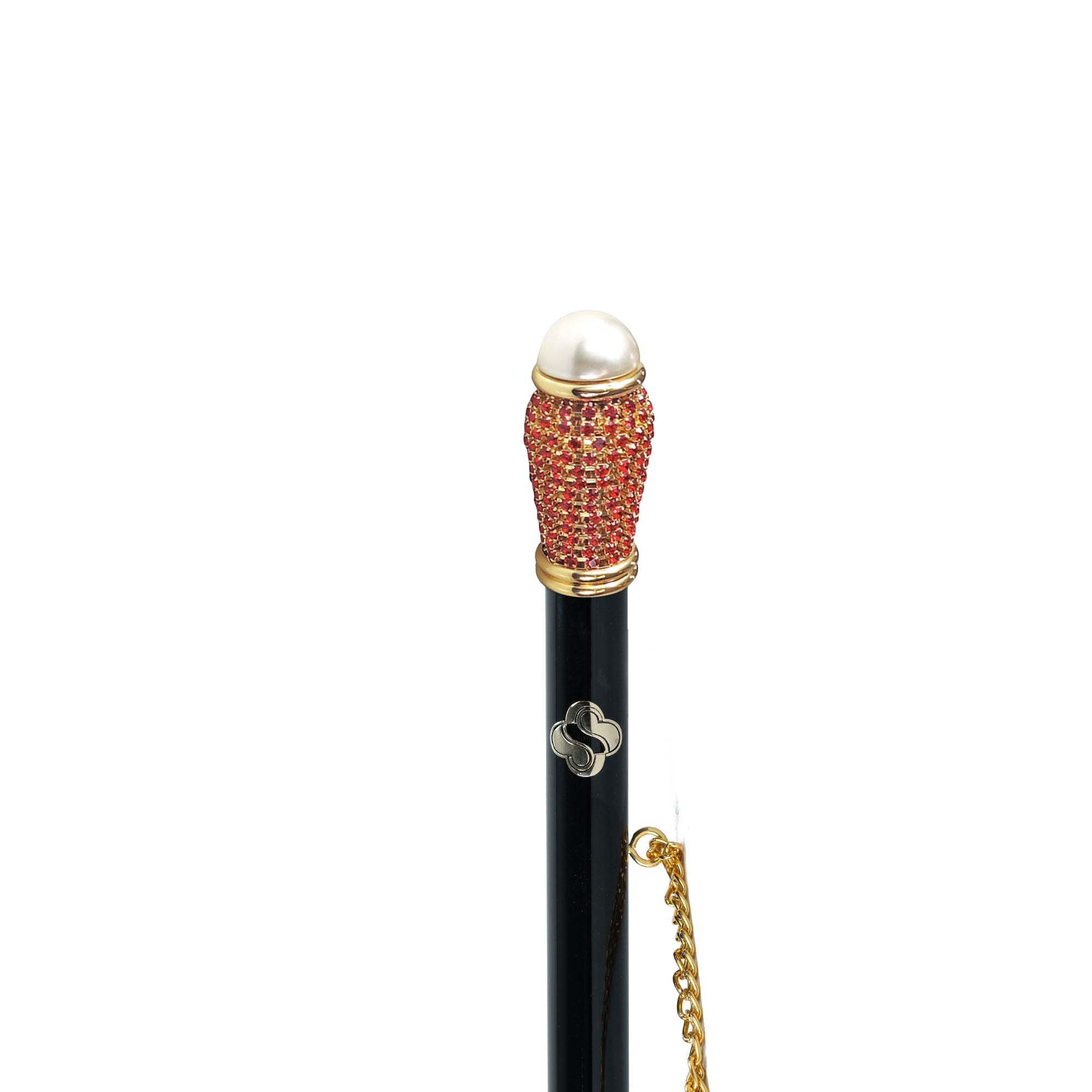 Chic Golden 24K Gold-Plated Shoehorn with Siam Crystals Handle