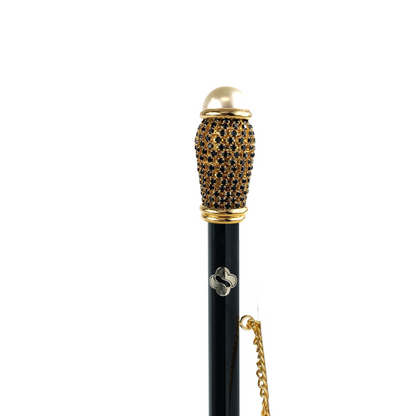 Golden 24K Gold-Plated Shoehorn with Jet Crystals Handle