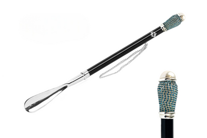 Chic Exquisite Shoehorn with Aquamarine Crystals Handle