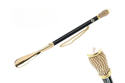 Luxury Golden 24K Gold-Plated Shoehorn with Crystal Handle