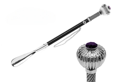 Exclusive Silverplated Flower Handle Shoehorn with Crystals