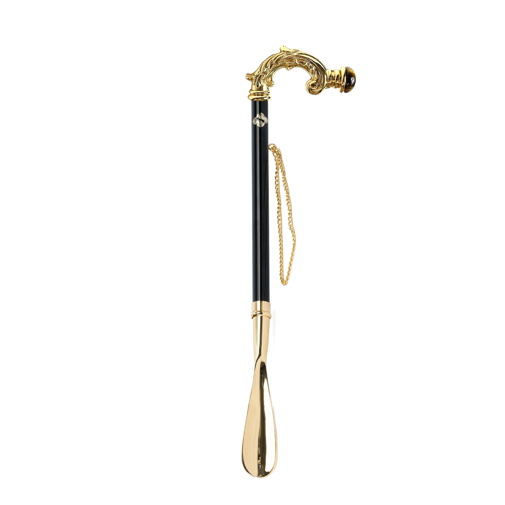 Gold Shoehorn with Tiger’s Eye Stone – Italian Handcrafted Luxury