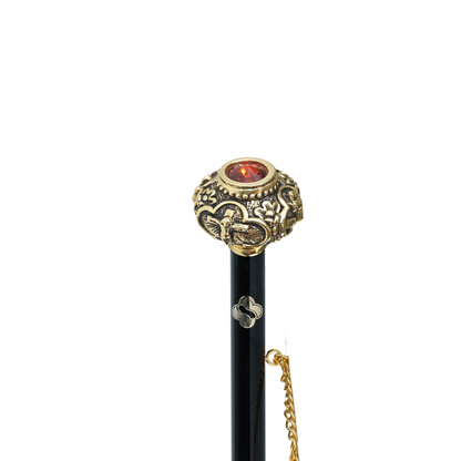 Shoehorn with Golden Knob and Red Crystal – Italian Handcrafted Luxury
