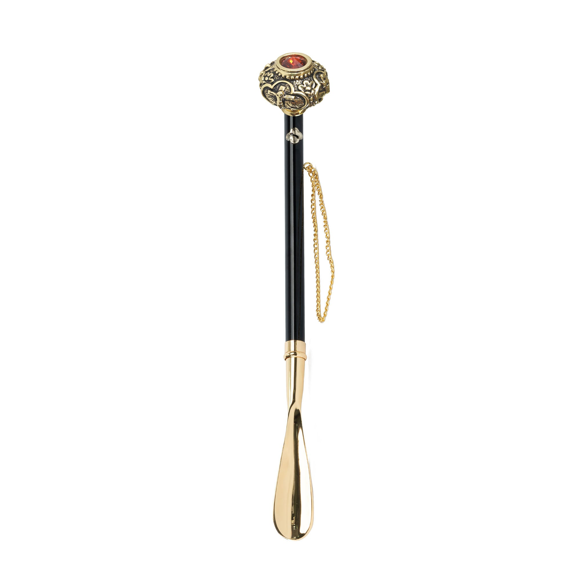 Shoehorn with Golden Knob and Red Crystal – Italian Handcrafted Luxury