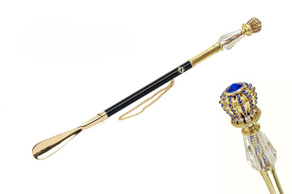 24K Gold Shoehorn with Sapphire Crystal Detailing – Italian Craftsmanship