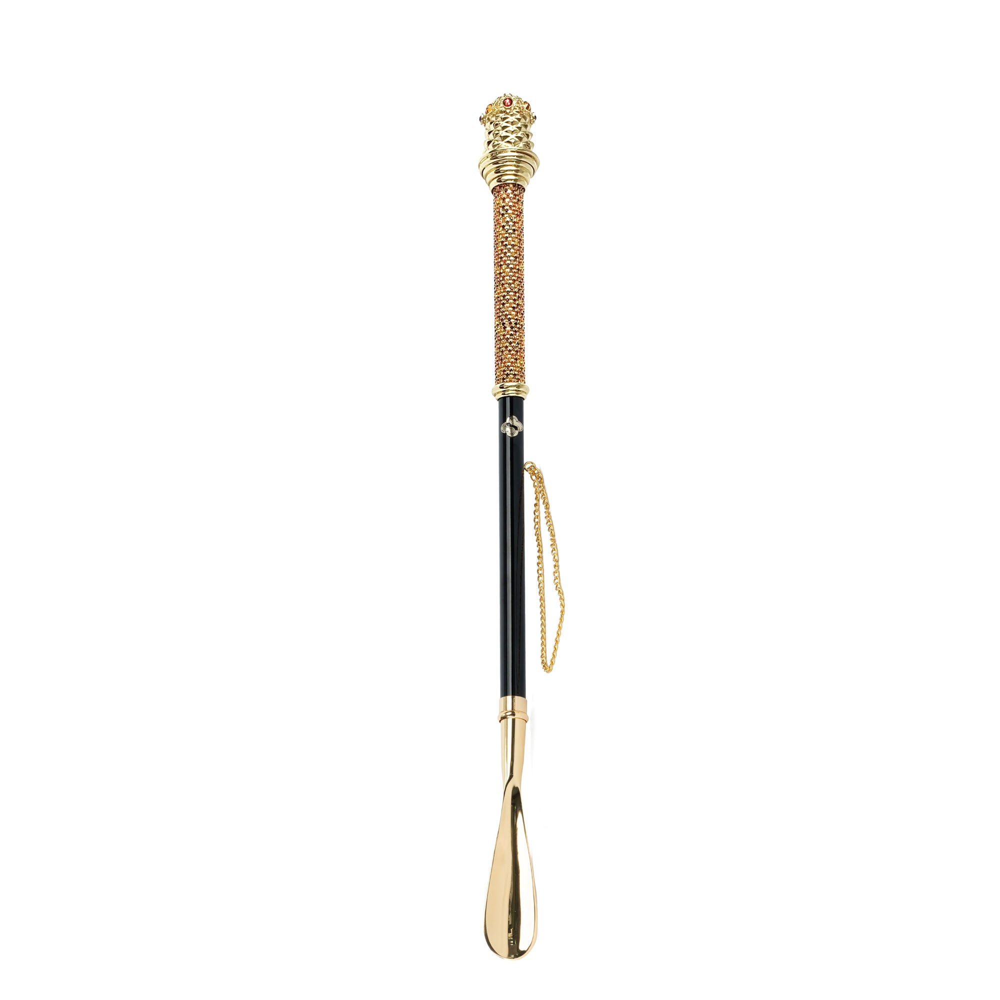 Luxury Regal Crystals Handle Shoehorn with Golden Accents