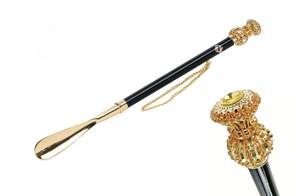 Handmade Italian Exquisite 24K Gold Plated Crystal Shoehorn