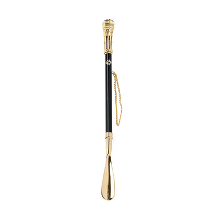 Handmade Sapphire Tower Shoehorn with 24K Gold-Plated Handle