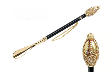 Shoehorn with Golden Accents and Crystals for Luxe Comfort