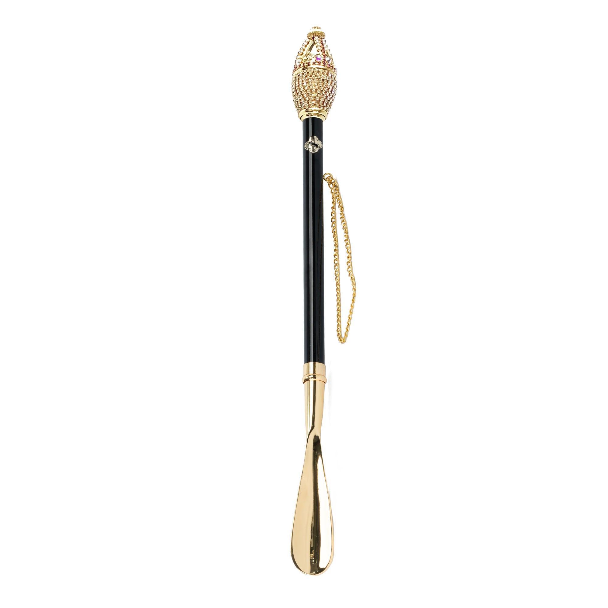 Shoehorn with Golden Accents and Crystals for Luxe Comfort