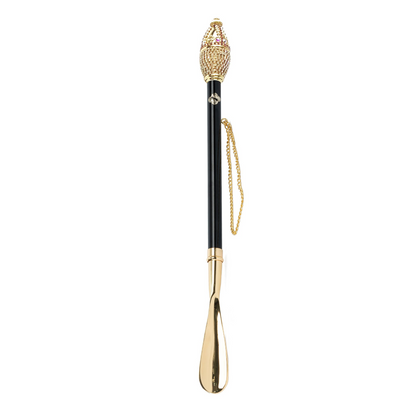 Shoehorn with Golden Accents and Crystals for Luxe Comfort