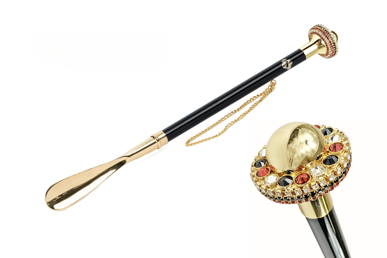 Elegant Chic Crystal Shoehorn with 24K Gold-Plated Details
