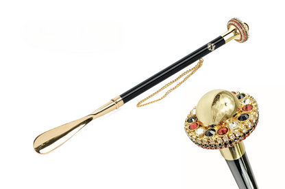 Elegant Chic Crystal Shoehorn with 24K Gold-Plated Details