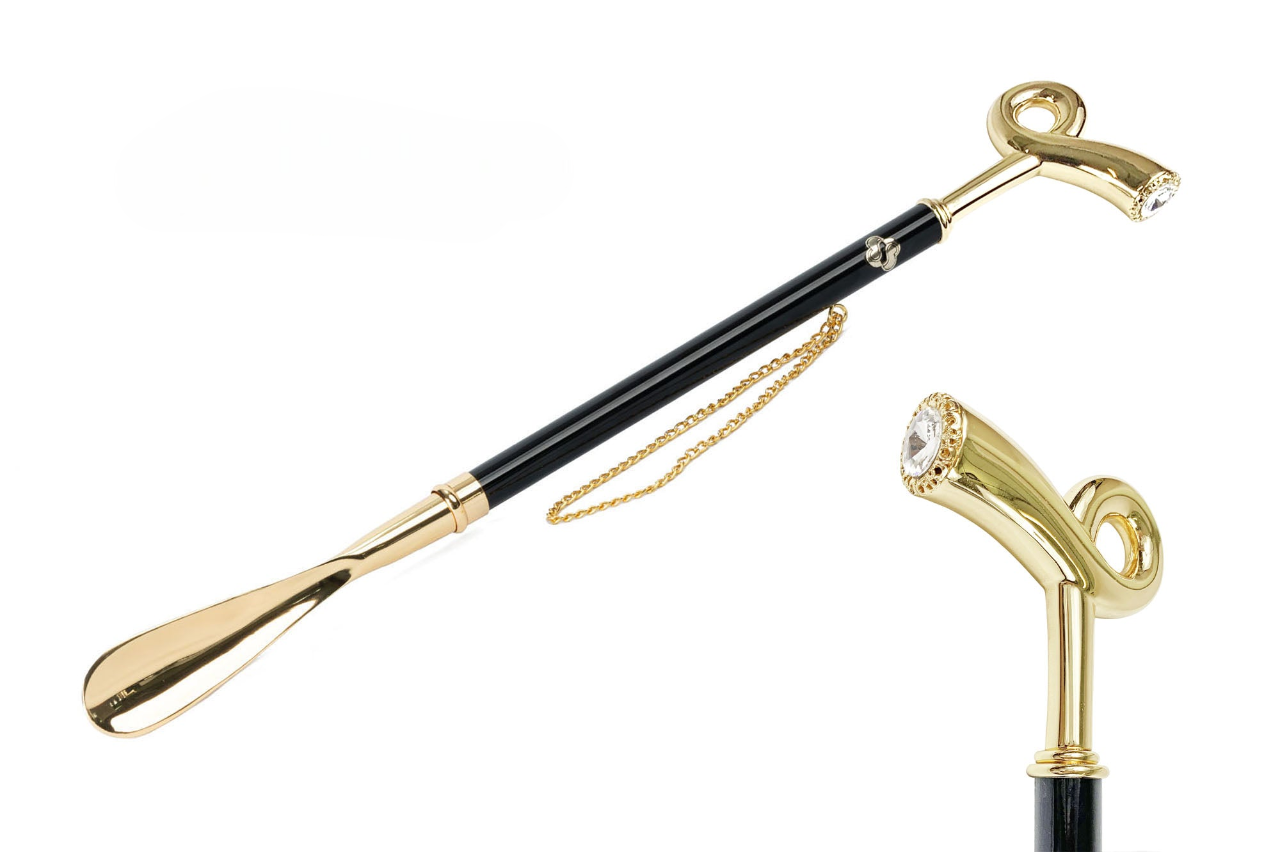 Elegant Gold 24K Plated Brass-Handled Italian Shoehorn