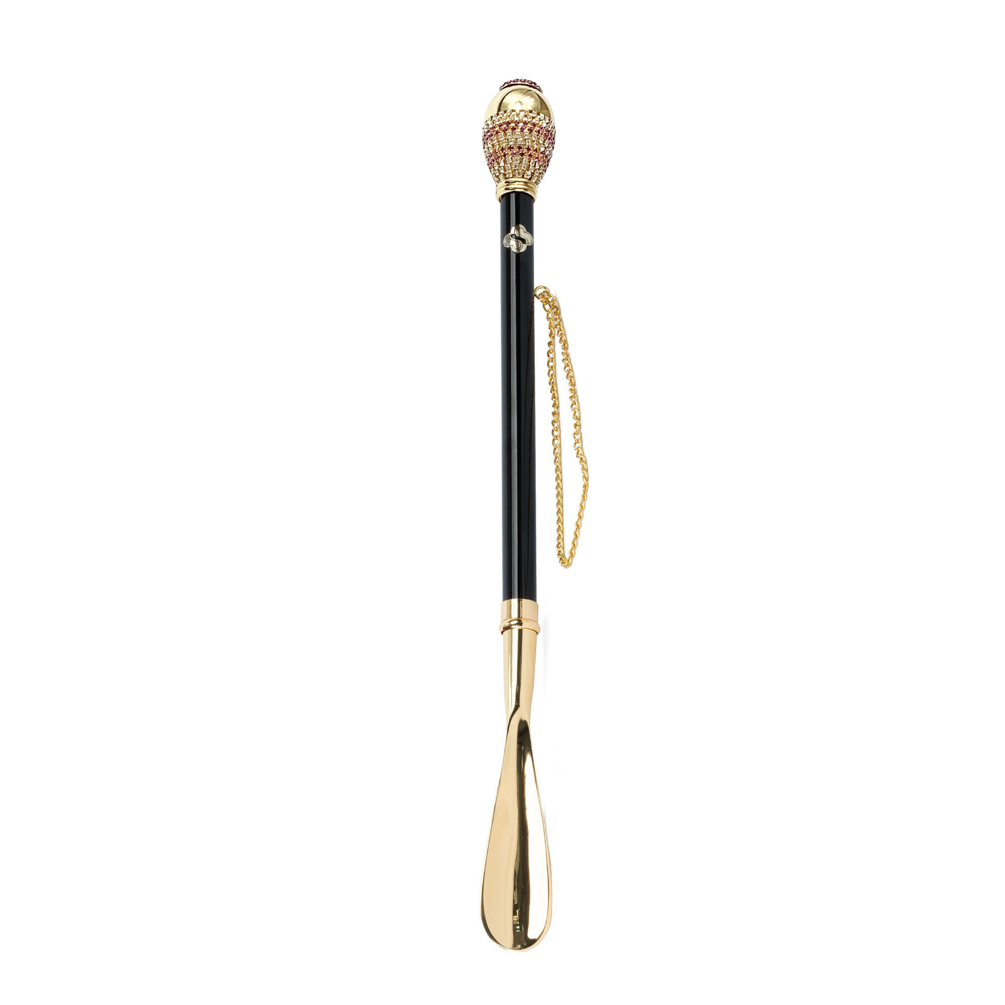 Handmade Luxury 24K Gold Shoehorn with Crystal Knob