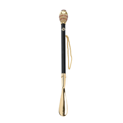 Handmade Luxury 24K Gold Shoehorn with Crystal Knob