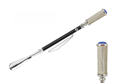 Elegant Silver Shoehorn with Sparkling Crystals – 925 Silver-Plated