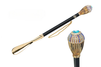 Glamour Crystal-Encrusted Shoehorn with 24K Gold Handle
