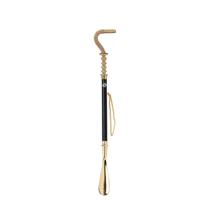 Sculpted Italian Shoehorn with 24K Gold Handle and Crystals