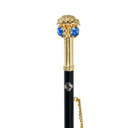 Handcrafted Shoehorn with Blue Crystal-Embellished 24K Gold Handle