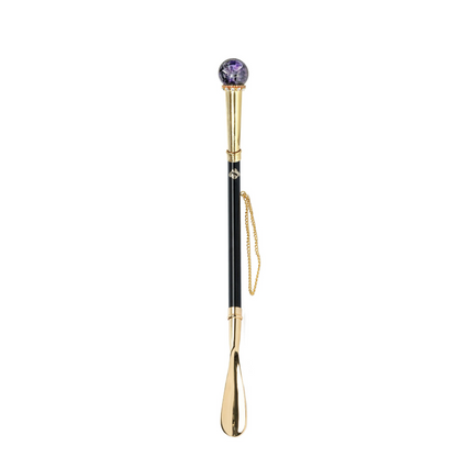 Exquisite Shoehorn with Natural Amethyst Crystal Sphere Handle