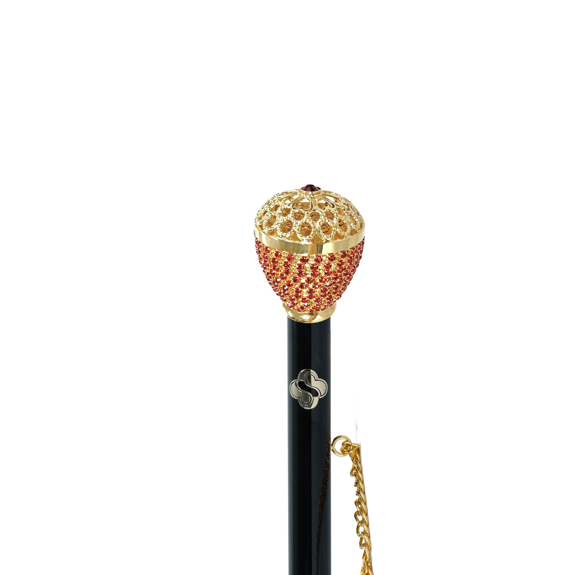 Glamorous Italian Shoehorn with Crystal-Encrusted Gold Handle