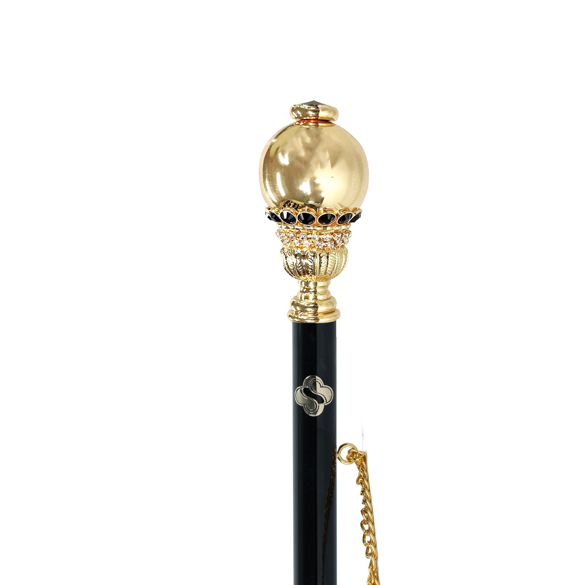 24K Gold Plated Round Ball Knob Handle Shoehorn with Crystals