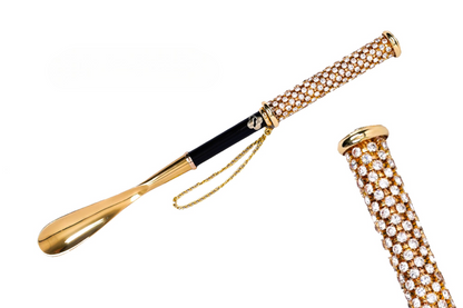 Elegant Italian 24K Gold-Plated Shoehorn with Rhinestone Accents