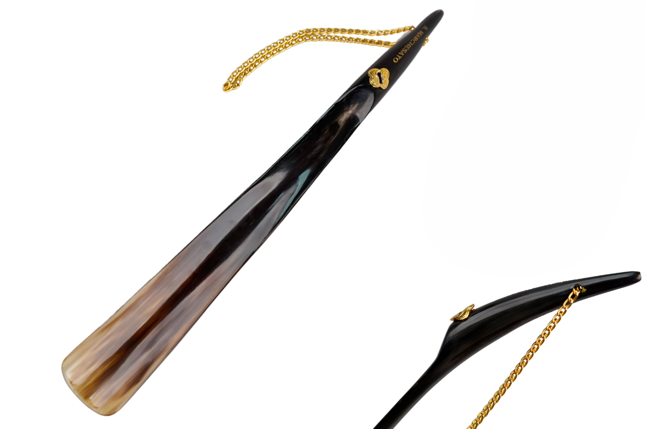 Handcrafted Elegant Natural Dark Color Artisan Horn Shoehorn