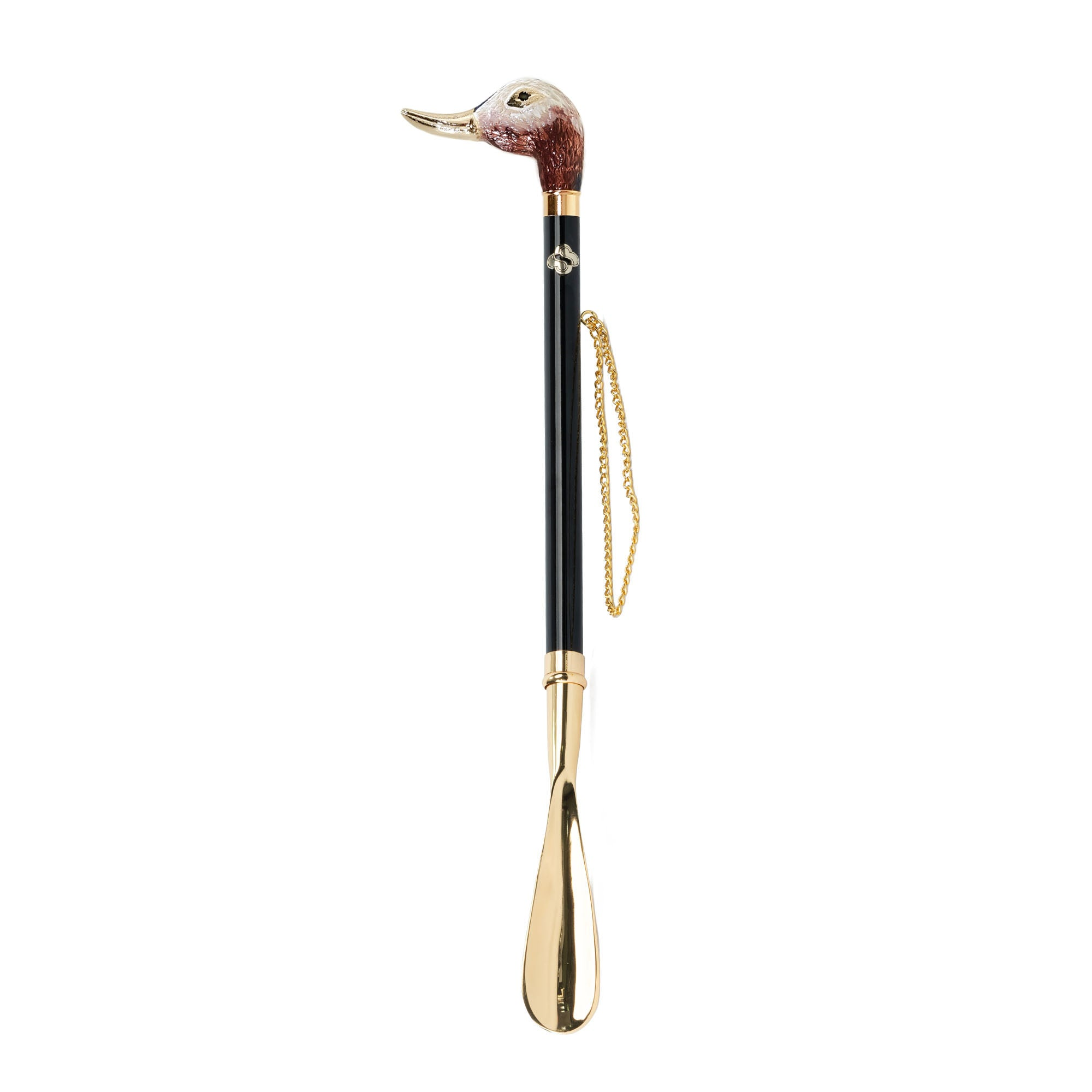 Whimsical Hand-Painted 24K Gold-Plated Duck Shoehorn