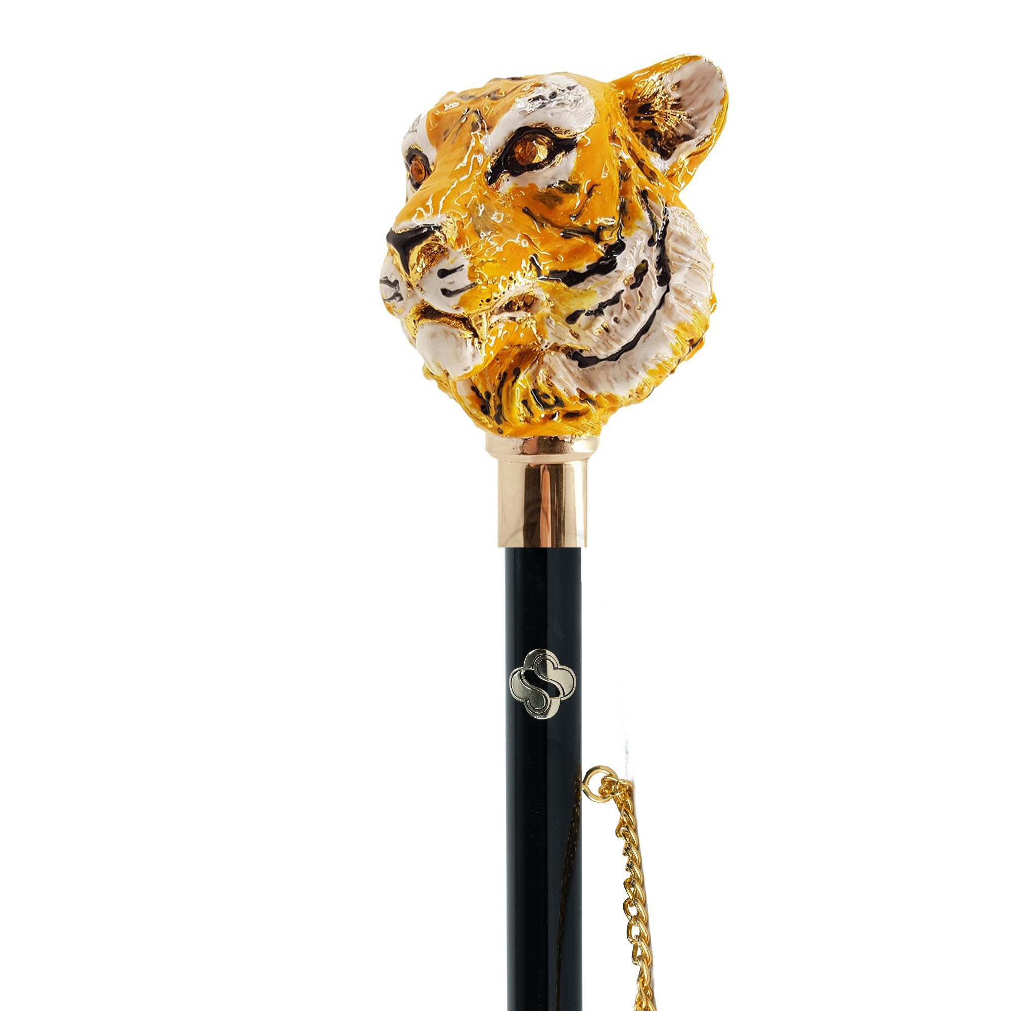 Luxury 24K Gold-Plated Shoehorn with Hand-Painted Tiger Handle