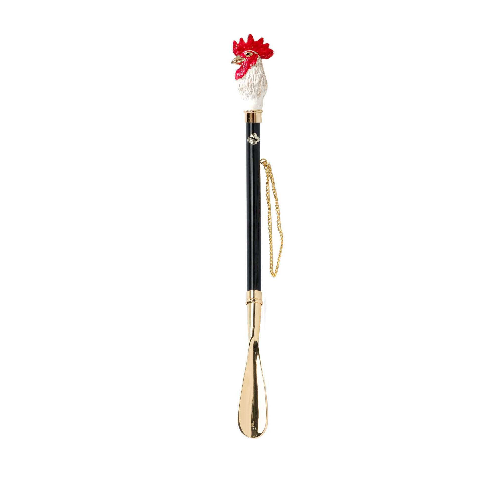 24K Gold-Plated Shoehorn with Intricately Painted Rooster Handle